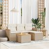 vidaXL Salon de jardin avec coussins 5 pcs beige r&eacute;sine tress&eacute;e