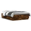 vidaXL Cadre de lit avec LED sans matelas ch&ecirc;ne fum&eacute; 120x200 cm