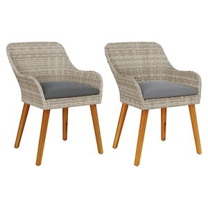 vidaXL Chaise de jardin 2 pcs Gris clair 62,5 x 55 x 82 cm polyrotin