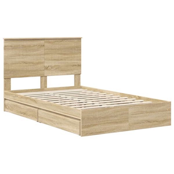 vidaXL Lit de Rangement Ch&ecirc;ne Sonoma 120 x 200 cm Bois d'ing&eacute;nierie