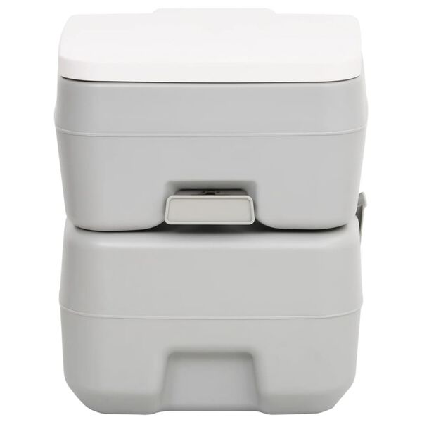 vidaXL Toilette de camping portable gris et blanc 20+10 L PEHD
