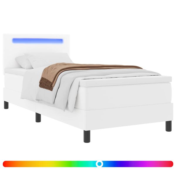 vidaXL Lit &agrave; ressorts avec matelas Blanc 90 x 200 cm Simili cuir