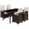 vidaXL Ensemble de bistro de jardin 5 pcs coussins marron poly rotin