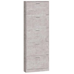vidaXL Armoire &agrave; chaussures Gris b&eacute;ton 59x17x169 cm Bois d'ing&eacute;nierie