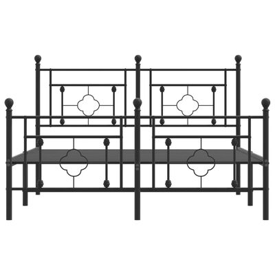 vidaXL Cadre de lit métal sans matelas avec pied de lit noir 140x190cm