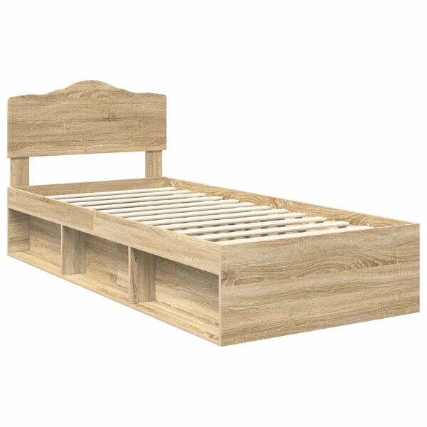 vidaXL Cadre de lit Ch&ecirc;ne Sonoma 75 x 190 cm Bois de pin massif