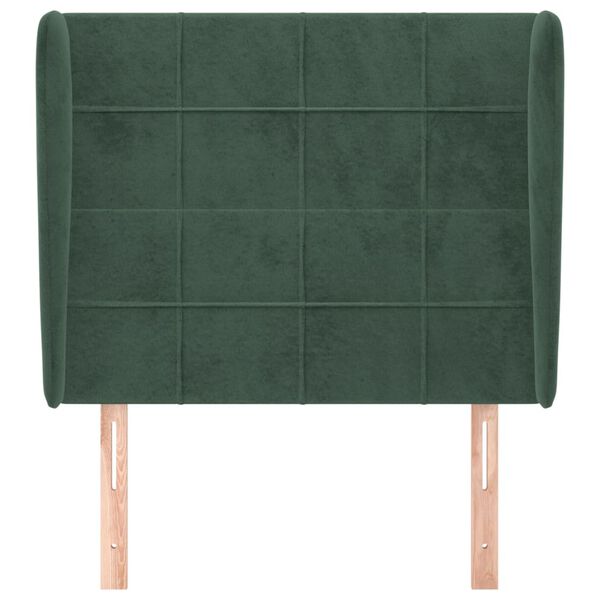 vidaXL T&ecirc;te de lit avec oreilles Vert fonc&eacute; 103x23x118/128 cm Velours