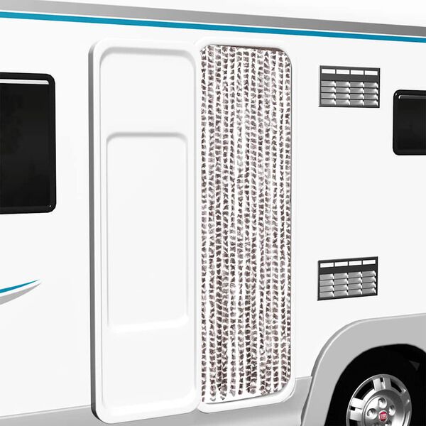 vidaXL Rideau anti-mouches taupe et blanc 56x200 cm chenille