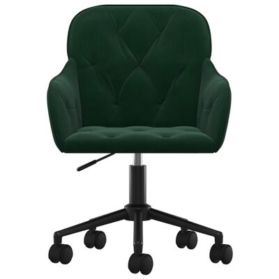vidaXL Chaise pivotante de bureau Vert foncé Velours