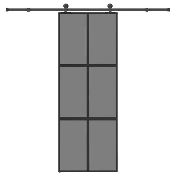 vidaXL Porte coulissante kit de quincaillerie tremp&eacute; verre aluminium