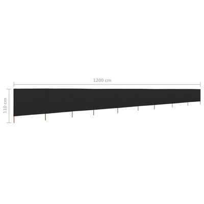 vidaXL Paravent 9 panneaux Tissu 1200 x 80 cm Noir