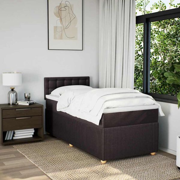 vidaXL Sommier &agrave; lattes de lit avec matelas Marron fonc&eacute; 80x200 cm