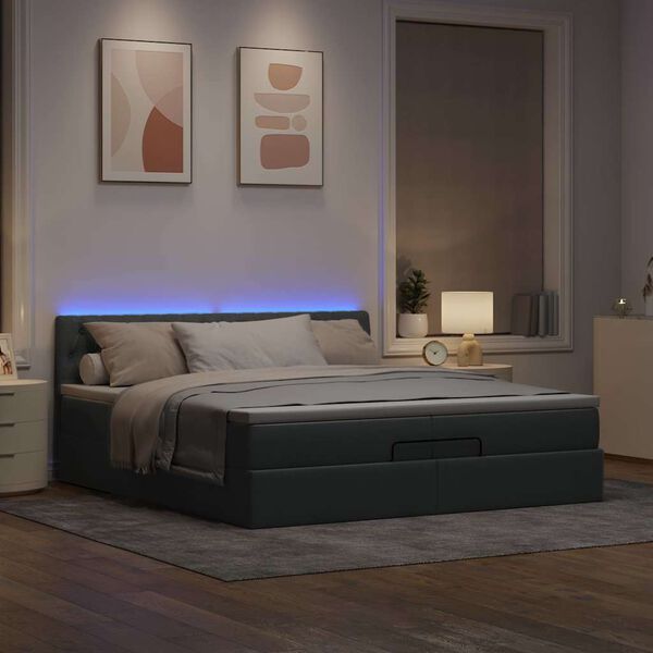 VidaXL Cadre de lit ottoman et matelas gris clair 200x200cm tissu