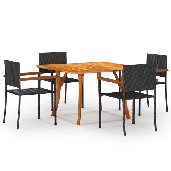 vidaXL Ensemble &agrave; manger de jardin 5 pcs Noir