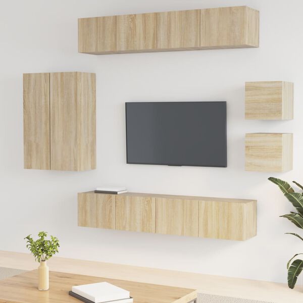 vidaXL Ensemble de meubles TV 8 pcs Ch&ecirc;ne sonoma Bois d'ing&eacute;nierie
