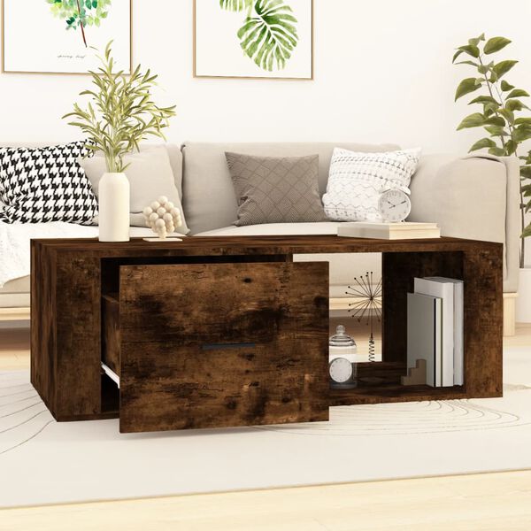 vidaXL Table basse Ch&ecirc;ne fum&eacute; 100x50,5x35 cm Bois d'ing&eacute;nierie