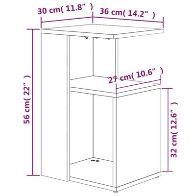 vidaXL Table d'appoint Chêne fumé 36x30x56 cm Bois d'ingénierie