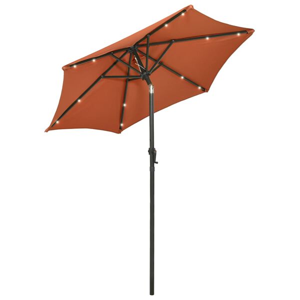 vidaXL Parasol de jardin avec lumi&egrave;res LED terre cuite aluminium