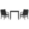 vidaXL Ensemble de salle &agrave; manger pour jardin 3 pcs Noir polyrotin