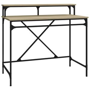 vidaXL Bureau ch&ecirc;ne sonoma 100x50x90 cm bois d'ing&eacute;nierie et fer