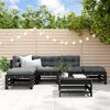 vidaXL Salon de jardin 6 pcs avec coussins noir bois massif