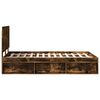 vidaXL Cadre de lit Ch&ecirc;ne fum&eacute; 135 x 190 cm Bois de pin massif