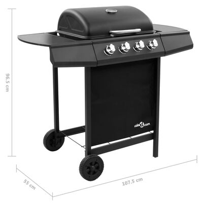 vidaXL Barbecue gril à gaz avec 4 brûleurs Noir
