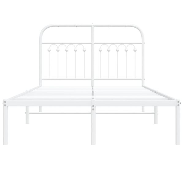 vidaXL Cadre de lit m&eacute;tal sans matelas et t&ecirc;te de lit blanc 120x190 cm