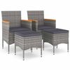 vidaXL Jeu de chaise et tabouret de jardin 4 pcs R&eacute;sine tress&eacute;e Gris