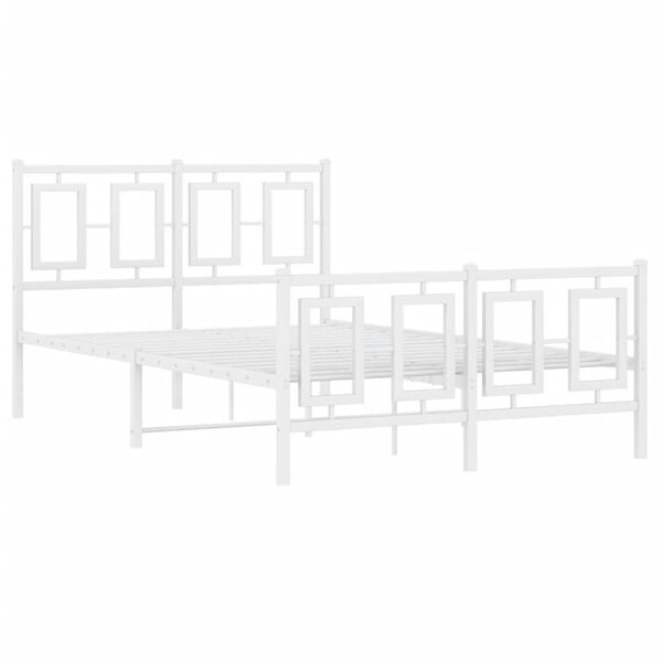 vidaXL Cadre de lit m&eacute;tal sans matelas et pied de lit blanc 120x190 cm