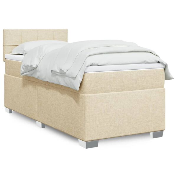 vidaXL Sommier &agrave; lattes de lit et matelas Cr&egrave;me 90x190 cm Tissu