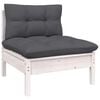 vidaXL Salon de jardin 6 pcs avec coussins blanc bois de pin massif