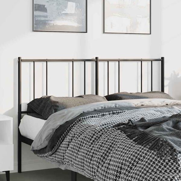 vidaXL T&ecirc;te de lit m&eacute;tal noir 150 cm