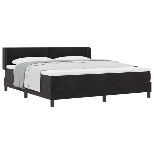 vidaXL Lit &agrave; ressorts avec matelas Noir 200 x 180 cm Polyester
