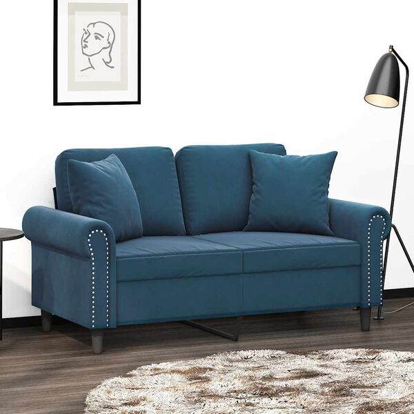 vidaXL Coussins d&eacute;coratifs lot de 2 Bleu 40x40 cm Velours