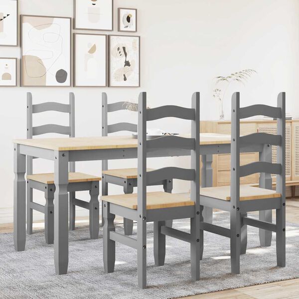 vidaXL Ensemble &agrave; manger Panama 5 pcs gris bois de pin massif