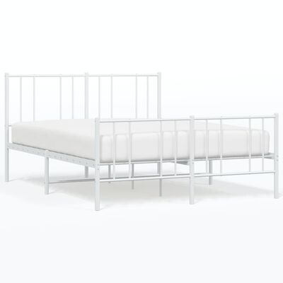 vidaXL Cadre de lit métal sans matelas et pied de lit blanc 160x200 cm