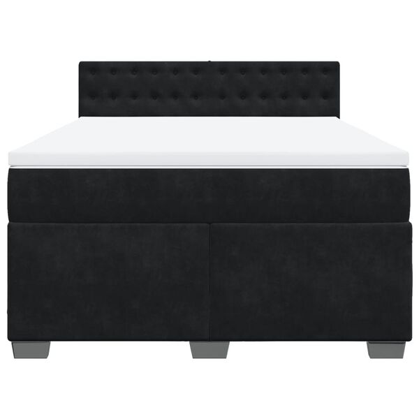 vidaXL Sommier &agrave; lattes de lit avec matelas Noir 140x200 cm Velours