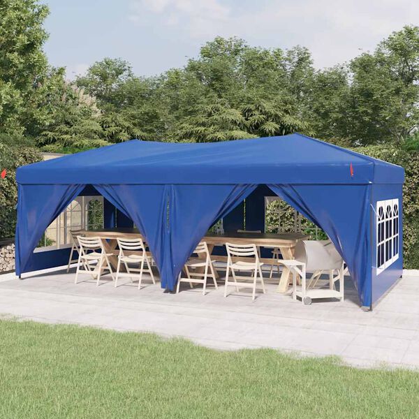 vidaXL Tente de r&eacute;ception pliable avec parois Bleu 3x6 m