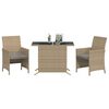vidaXL Ensemble de bistro 3 pcs coussins m&eacute;lange beige r&eacute;sine tress&eacute;e