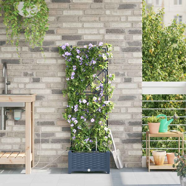 vidaXL Cache-pot de jardin Gris 40 x 40 x 126 cm Plastique