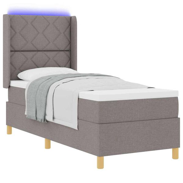 vidaXL Lit &agrave; ressorts avec matelas Taupe 80 x 200 cm tissu