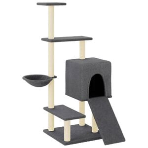 vidaXL Arbre &agrave; chat avec griffoirs en sisal gris fonc&eacute; 130,5 cm