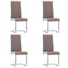 vidaXL Chaises &agrave; manger cantilever lot de 4 marron tissu