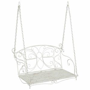 vidaXL Banc Balan&ccedil;oire Acier 105,5 x 61 x 56 cm Blanc antique