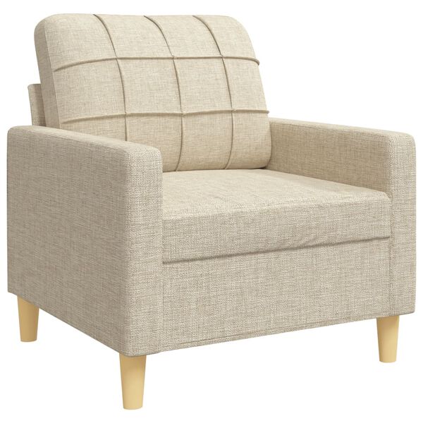 vidaXL Ensemble de canap&eacute;s 3 pcs avec coussins d&eacute;coratifs cr&egrave;me tissu