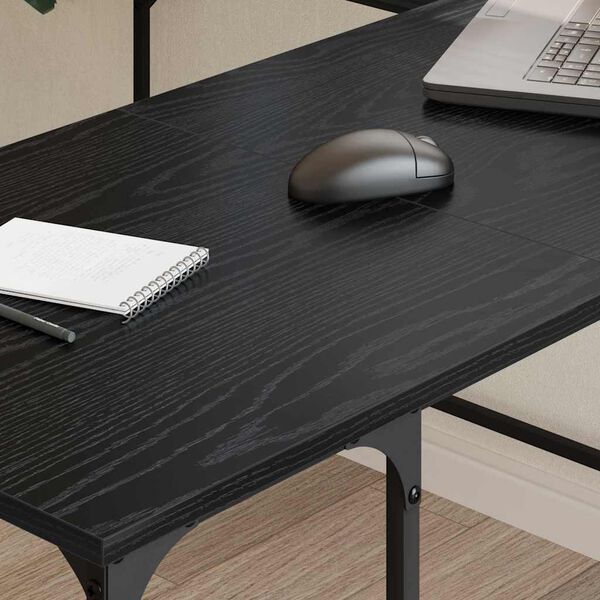 vidaXL Bureau Ch&ecirc;ne noir 139 x 139 x 75 cm Bois d'ing&eacute;nierie