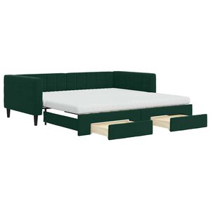 vidaXL Lit de jour et gigogne et tiroirs vert fonc&eacute; 100x200 cm velours
