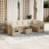 vidaXL Salon de jardin avec coussins 10 pcs beige r&eacute;sine tress&eacute;e