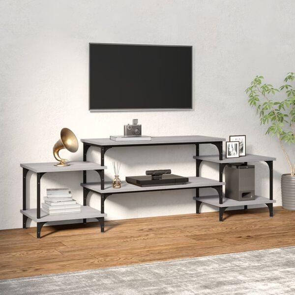 vidaXL Meuble TV Sonoma gris 157x35x52 cm bois d'ing&eacute;nierie